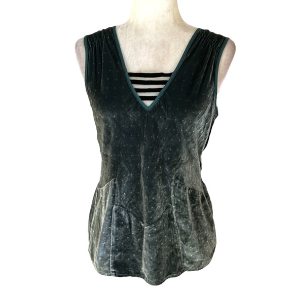 Marc Jacobs Moss Green Polkadot Velvet Peplum Tank Top - 6 - Picture 10 of 10